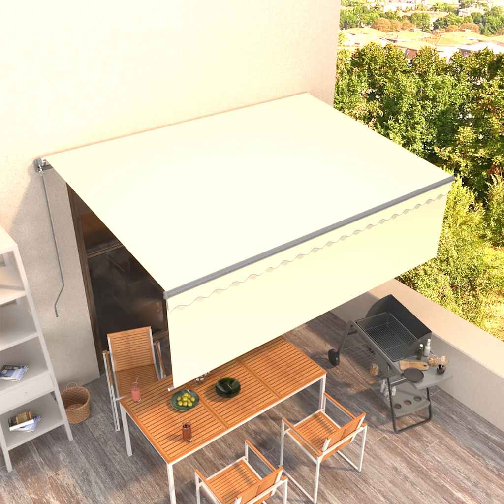 Vidaxl luifel extensible manuellement avec un rouleau aveugle 4x3 m crème -colored