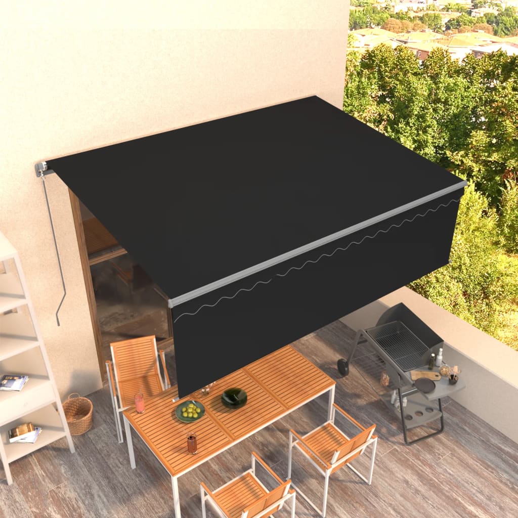 Vidaxl luifel extensible manuellement avec un rouleau aveugle 4x3 m anthracite