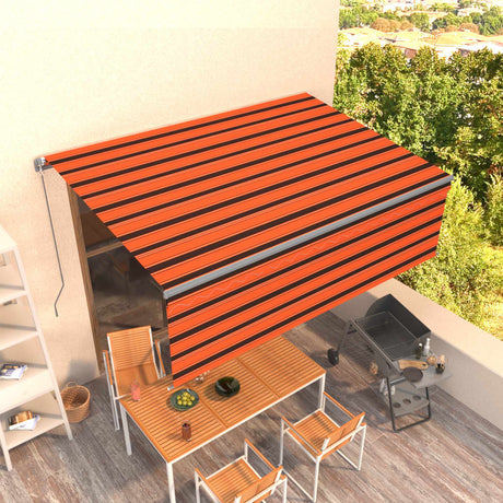 VidaXL Auvent extensible manuellement avec store enrouleur 4x3 m orange marron