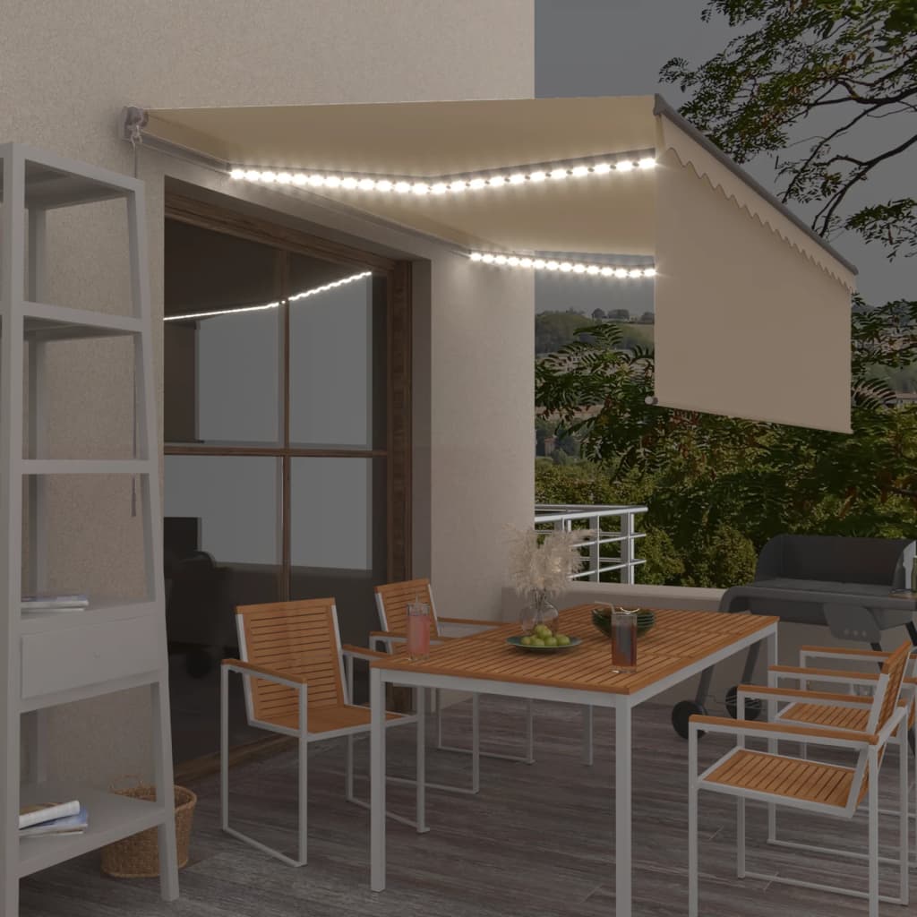 Vidaxl Luifel extensible manuellement avec un rouleau à l'aveugle et à 4x3 m crème