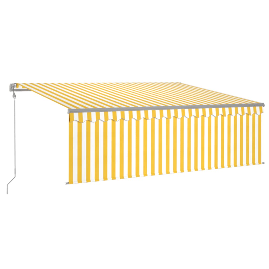 Vidaxl Luifel a automatiquement extensible avec un rouleau aveugle 4x3 m jaune et blanc