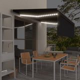 Vidaxl Luifel avec capteur à rouleau à rouleaux, à LED et au vent 4x3 m de couleur anthracite
