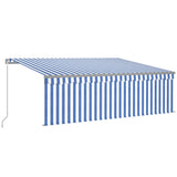 Vidaxl Luifel LED aveugle à rouleau extensible manuellement 4,5x3 m blanc bleu
