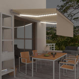 Vidaxl Luifel extensible manuellement avec un rouleau à rouleau LED 4,5x3 m crème