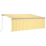 Vidaxl Luifel à l'aveugle extensible manuellement et LED 4,5x3 m jaune blanc
