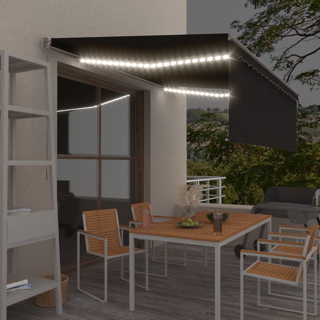 Vidaxl Luifel extensible à rouleau aveugle LED 4,5x3 m anthracite