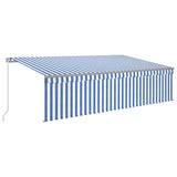 Vidaxl Luifel extensible manuellement avec un rouleau LED 5x3 m blanc bleu