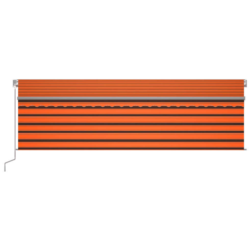Vidaxl luifel à rouleau extensible manuellement LED à l'aveugle 5x3 m brun orange