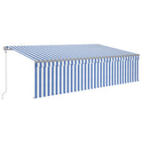 Vidaxl Luifel a automatiquement extensible avec un rouleau aveugle 5x3m bleu et blanc