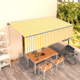 Vidaxl Luifel a automatiquement extensible avec un rouleau aveugle 5x3 m jaune et blanc