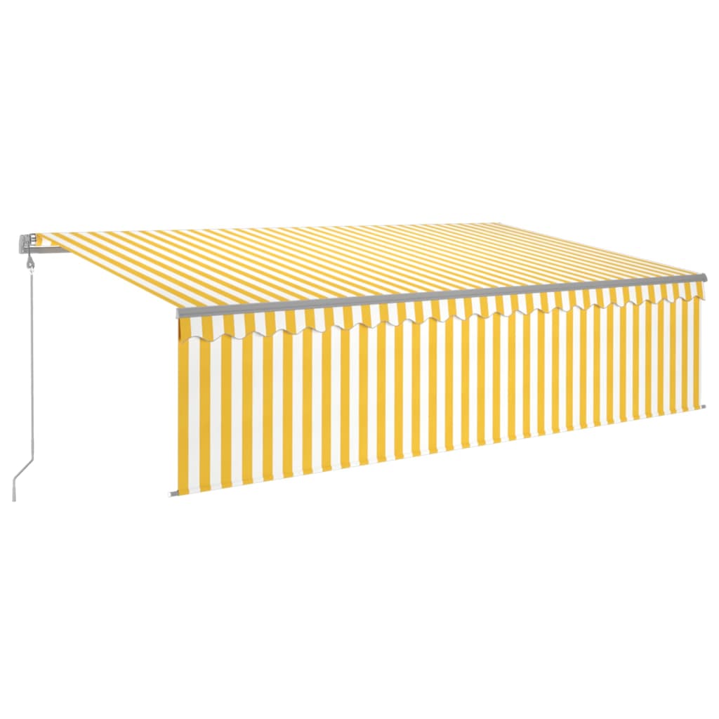 Vidaxl Luifel Capteur de vent à LED aveugle automatique 5x3 m jaune et blanc