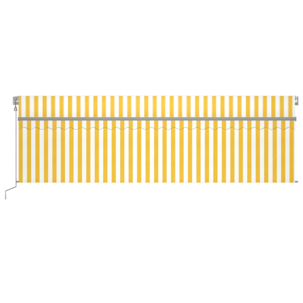 Vidaxl Luifel Capteur de vent à LED aveugle automatique 5x3 m jaune et blanc