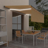 Vidaxl Luifel Capteur de vent à LED aveugle automatique 5x3 m jaune et blanc