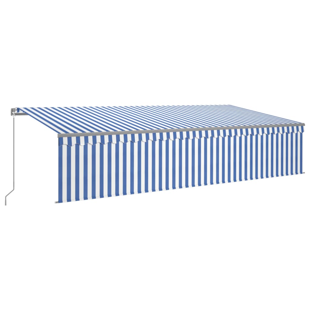 Vidaxl Luifel extensible manuellement avec un rouleau aveugle 6x3 m bleu et blanc