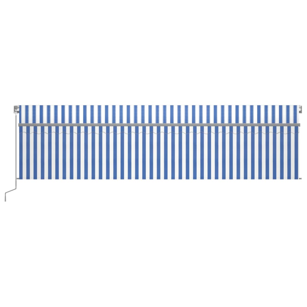 Vidaxl Luifel extensible manuellement avec un rouleau aveugle 6x3 m bleu et blanc