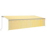 Vidaxl luifel extensible manuellement avec un rouleau aveugle 6x3 m jaune et blanc