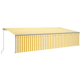 Vidaxl Luifel extensible manuellement avec un rouleau LED 6x3 m jaune blanc