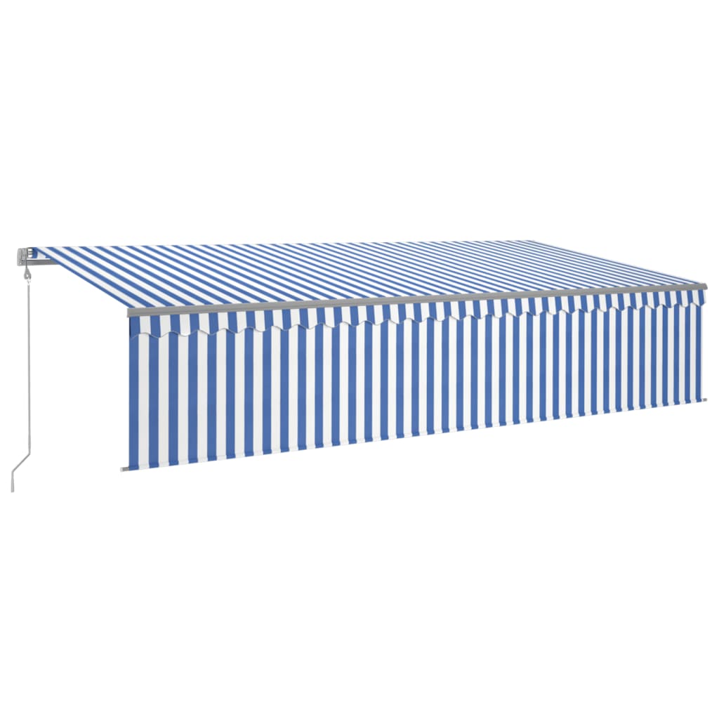 Vidaxl Luifel a automatiquement extensible avec un rouleau à blind 6x3 m blanc bleu