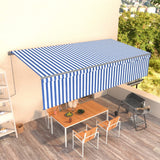 Vidaxl Luifel a automatiquement extensible avec un rouleau à blind 6x3 m blanc bleu