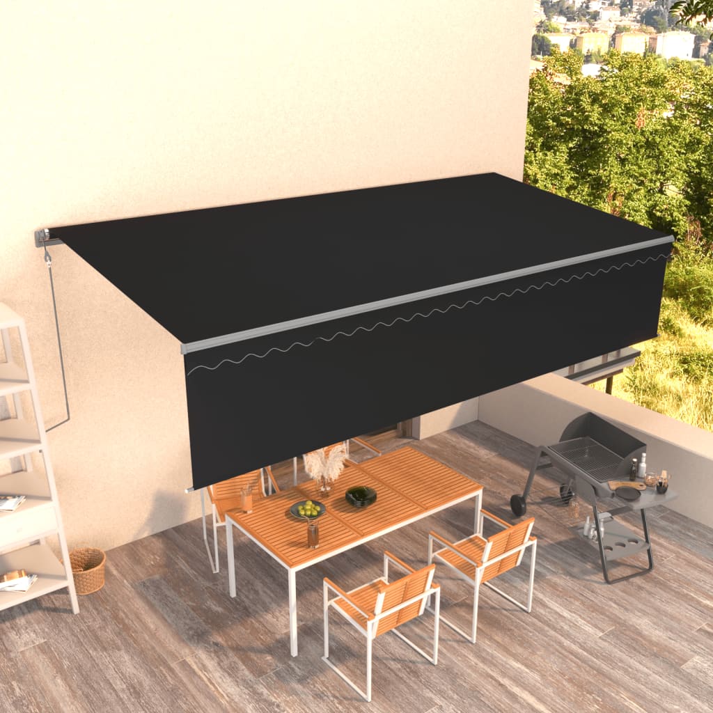 Vidaxl Luifel a automatiquement extensible avec un rouleau aveugle 6x3 m anthracite