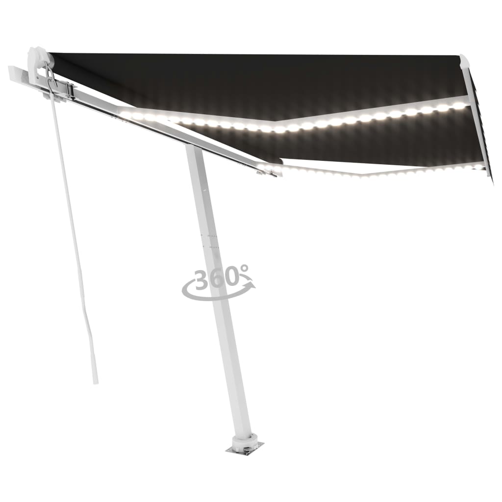 Vidaxl Luifel extensible manuellement avec une couleur anthracite LED 300x250 cm
