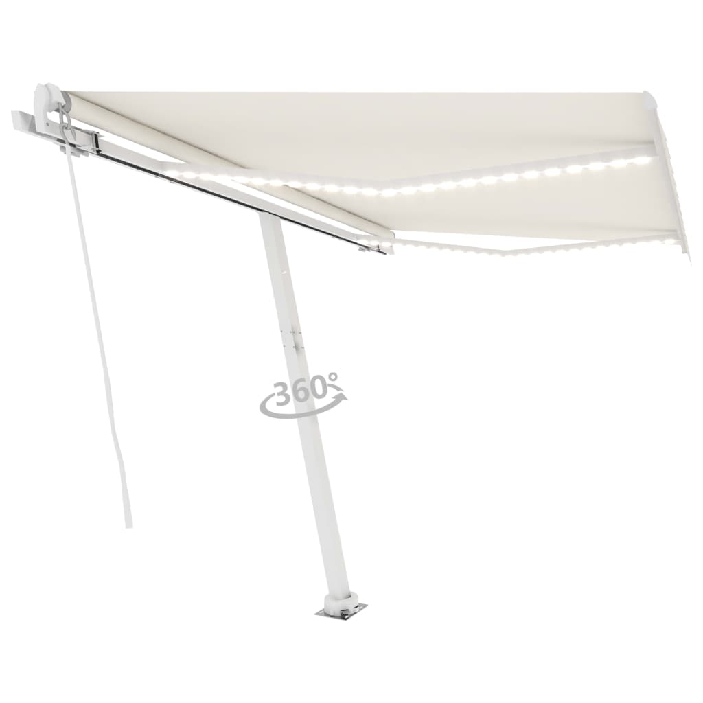 Vidaxl Luifel extensible manuellement avec la Crème à LED 350x250 cm -Colore