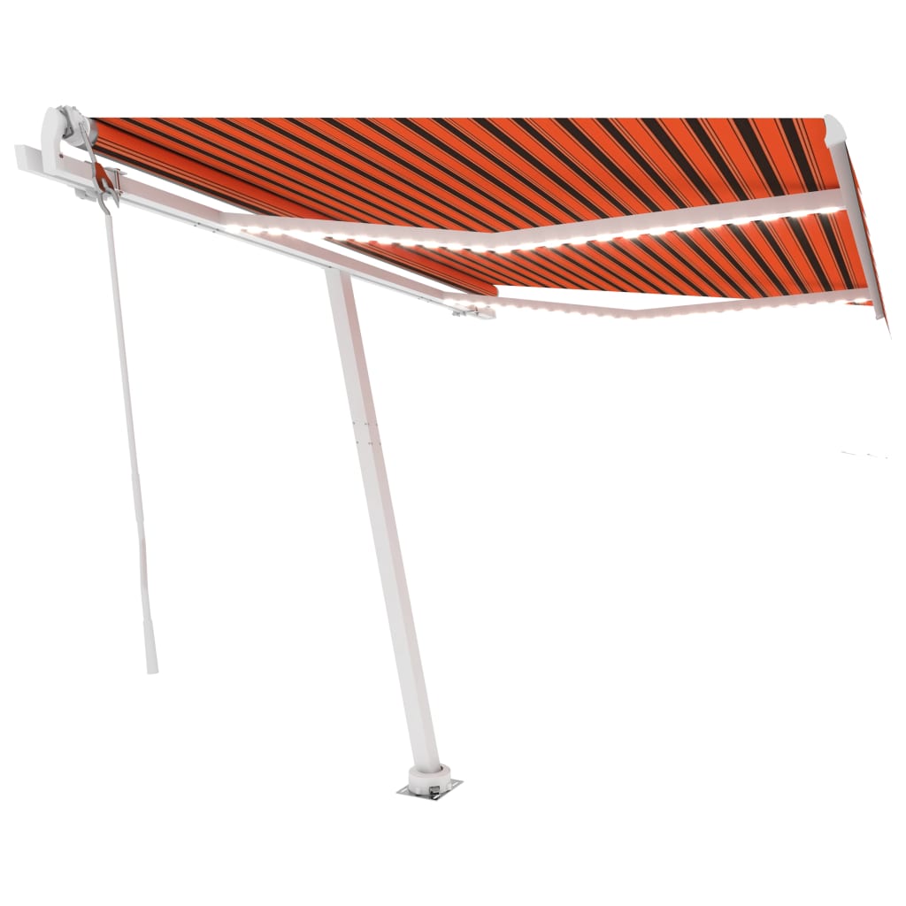 Vidaxl luifel automatique avec capteur de vent LED 350x250 cm brun orange