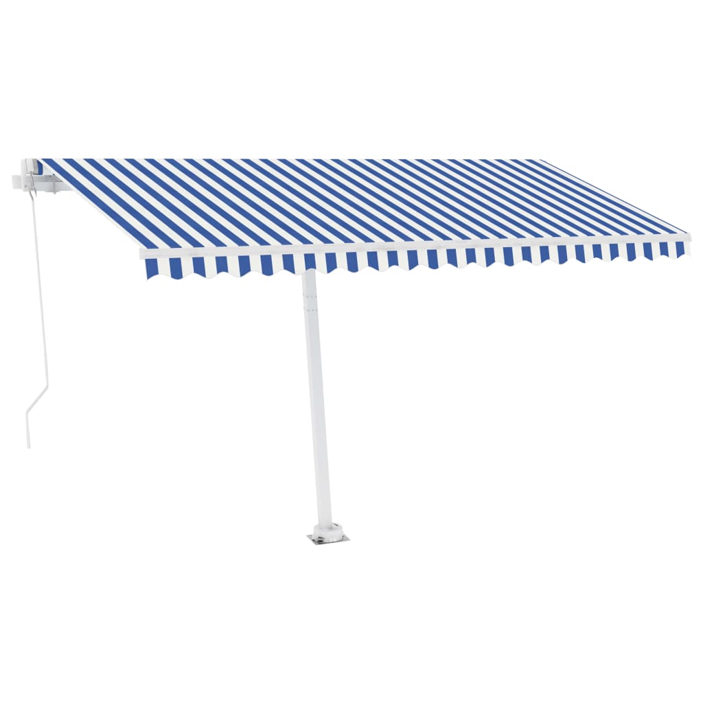Vidaxl Luifel extensible manuellement avec LED 400x300 cm bleu et blanc