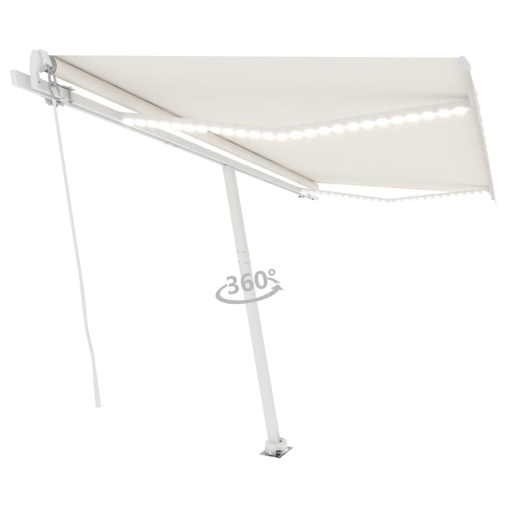Vidaxl Luifel extensible manuellement avec la Crème LED 400x300 cm -Colored