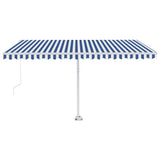 Vidaxl Luifel extensible manuellement avec LED 450x300 cm bleu et blanc