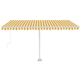 Vidaxl Luifel extensible manuellement avec LED 450x300 cm jaune et blanc