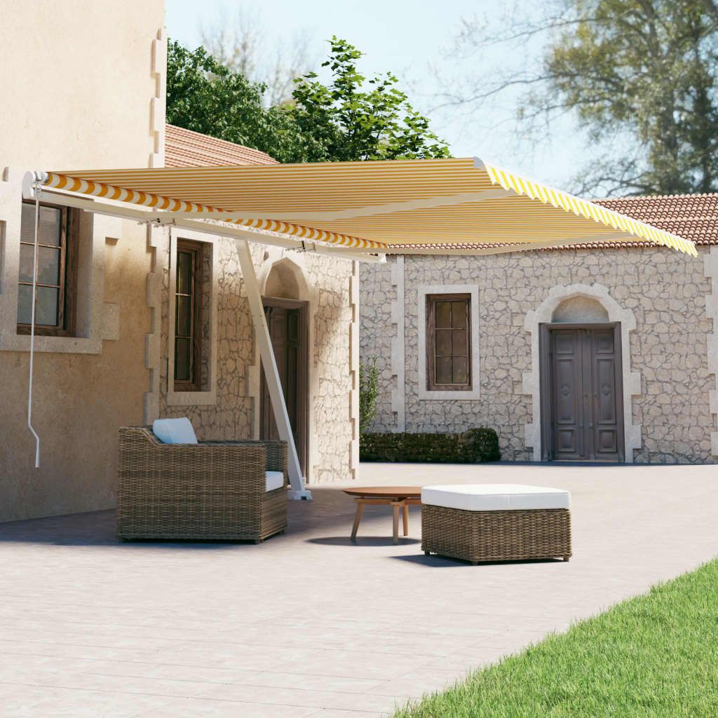 Vidaxl Luifel - Free - Automatic 500x300 cm jaune et blanc