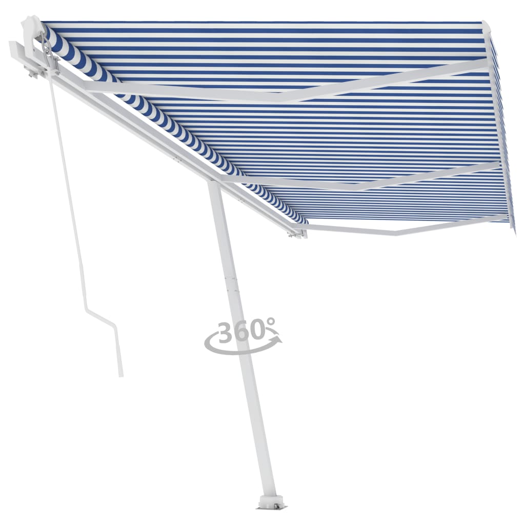 Vidaxl Luifel détaché étend manuellement 600x300 cm bleu et blanc