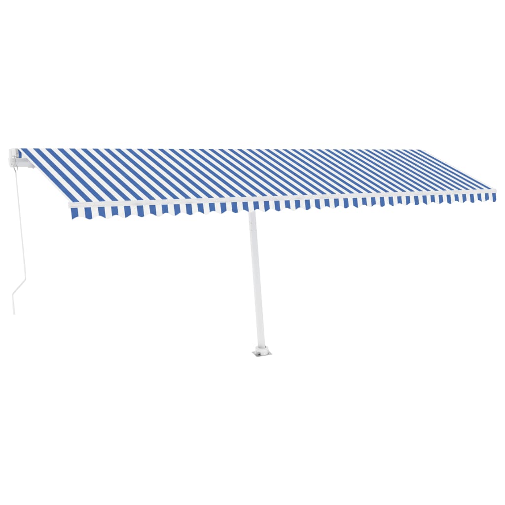 Vidaxl Luifel extensible manuellement avec LED 600x300 cm bleu et blanc