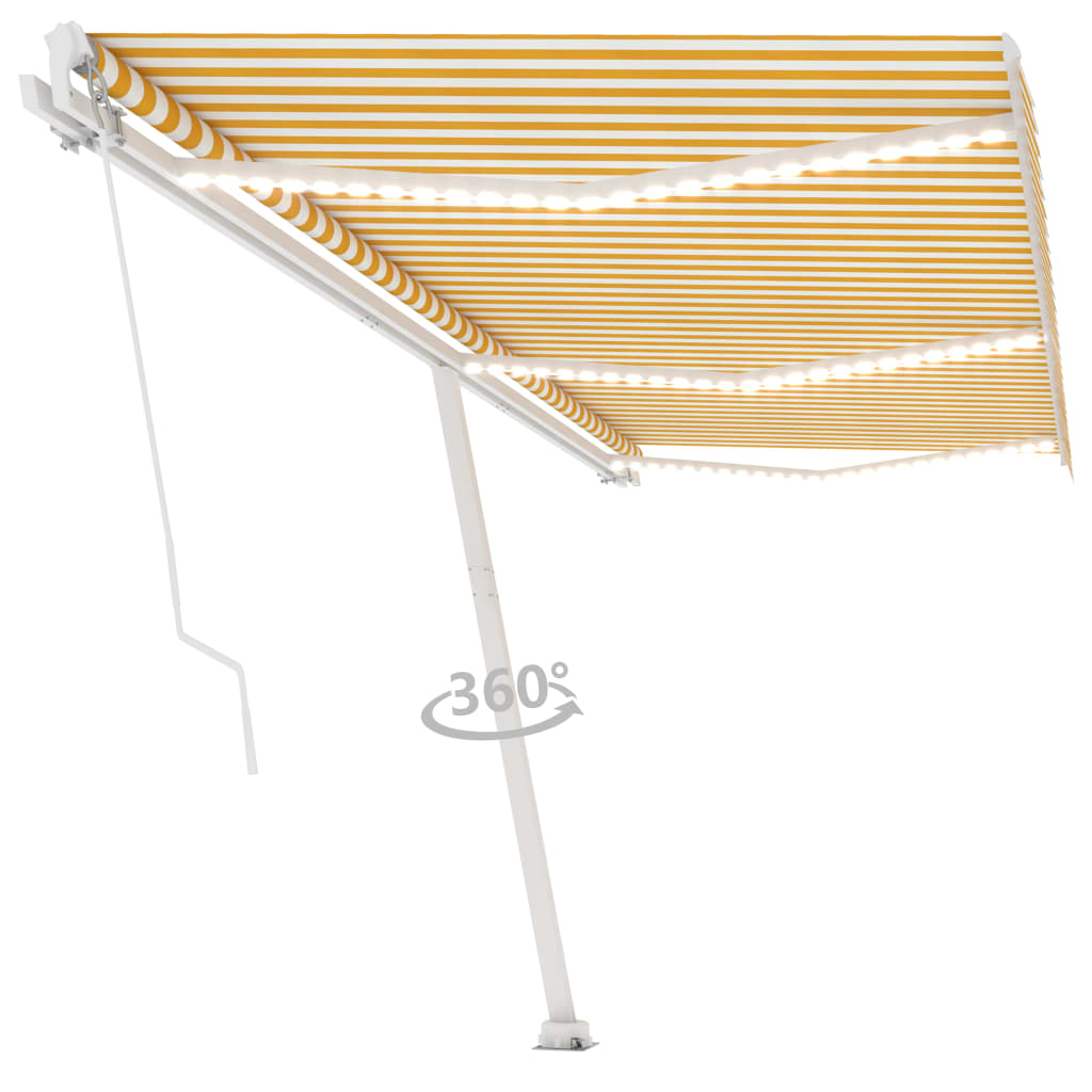 Vidaxl Luifel extensible manuellement avec LED 600x300 cm jaune et blanc