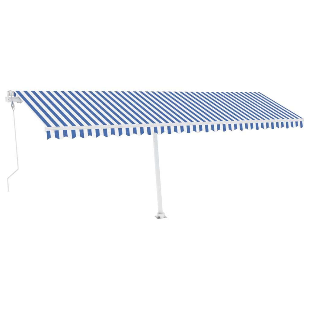 Vidaxl luifel automatique avec led et capteur de vent 600x300 cm blanc bleu