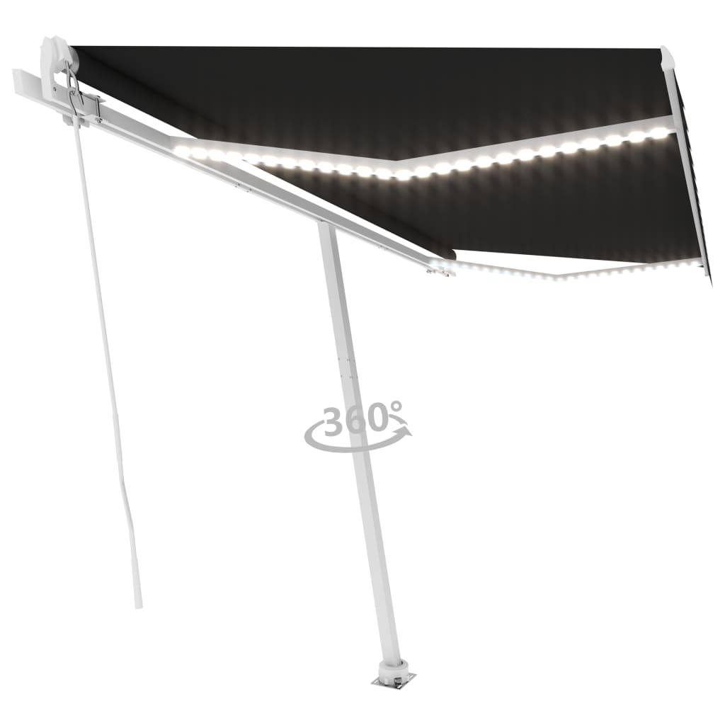 Vidaxl Luifel extensible manuellement avec une couleur anthracite LED 400x350 cm