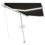 Vidaxl Luifel extensible manuellement avec une couleur anthracite LED 400x350 cm