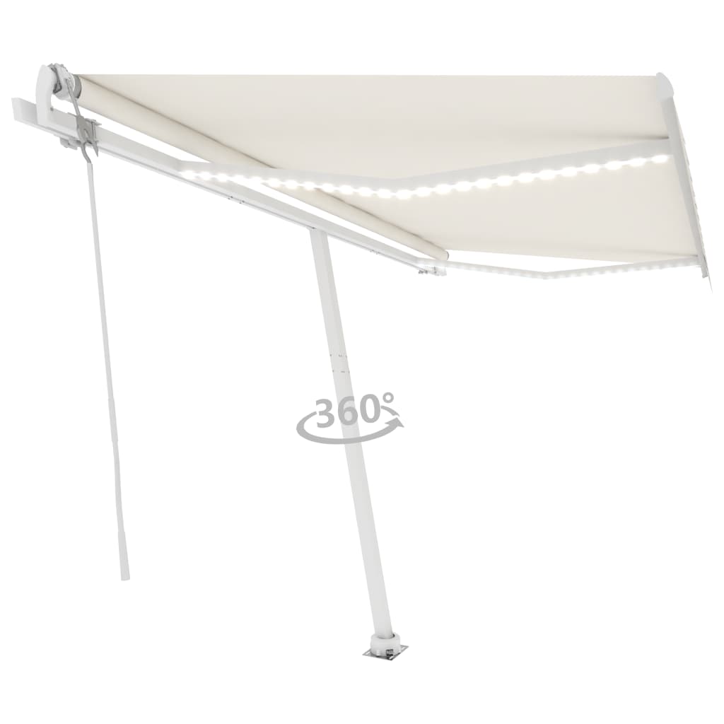 Vidaxl Luifel Automatique avec led et capteur de vent 400x350 cm couleur crème