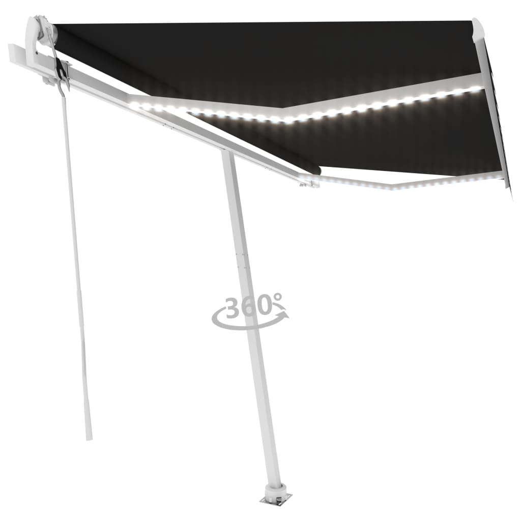 Vidaxl luifel automatique avec led et capteur de vent 400x350 cm anthracite