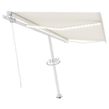 Vidaxl Luifel extensible manuellement avec la Crème à LED 450x350 cm -Colore