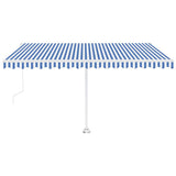 Vidaxl luifel automatique avec led et capteur de vent 450x350 cm blanc bleu