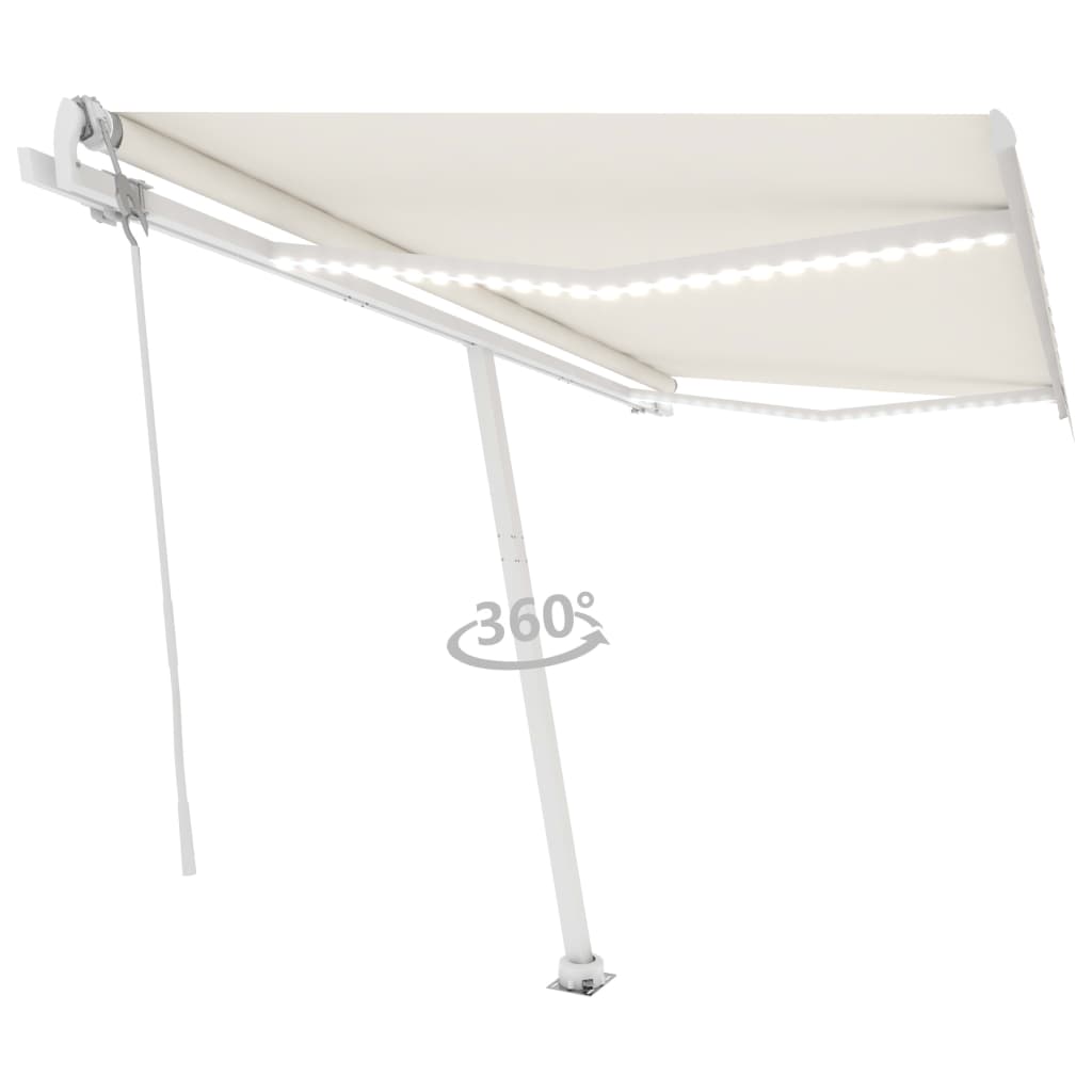 Vidaxl Luifel Automatique avec led et capteur de vent 450x350 cm couleur crème
