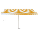 Vidaxl luifel automatique avec led et capteur de vent 450x350 cm blanc jaune