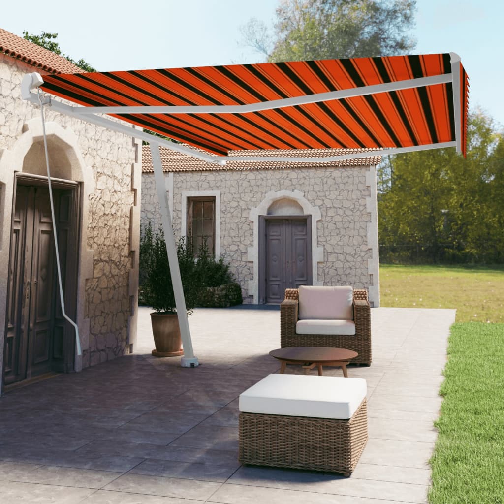 Vidaxl Luifel détaché étend manuellement 500x350 cm en brun orange