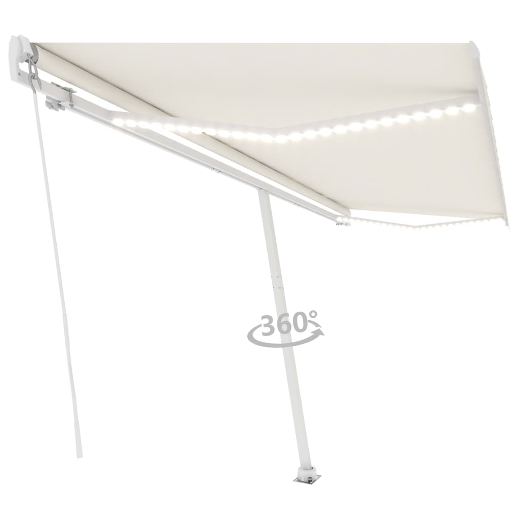 Vidaxl Luifel extensible manuellement avec la Crème LED 500x350 cm -Colored