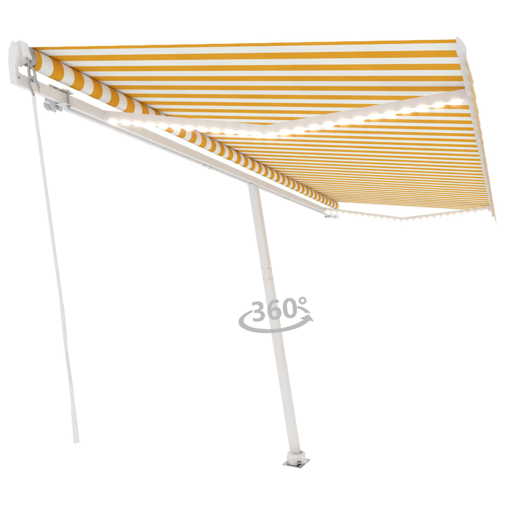 Vidaxl luifel extensible manuellement avec LED 500x350 cm jaune et blanc