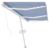 Vidaxl Luifel extensible manuellement avec LED 600x350 cm bleu et blanc