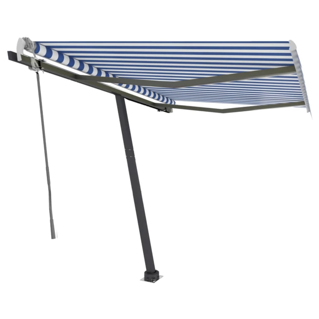 Vidaxl Luifel extensible manuellement avec LED 300x250 cm bleu et blanc