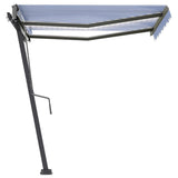 Vidaxl Luifel extensible manuellement avec LED 300x250 cm bleu et blanc